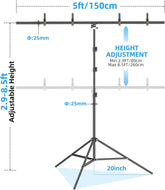 Portable T-Shape Backdrop Stand Kit with Adjustable Frame, 4 Spring Clamps & Carry Bag